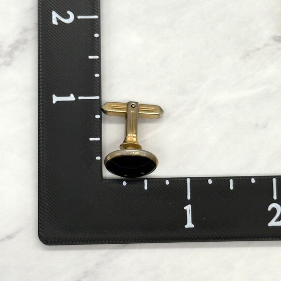 Vintage Hickok Gold Tone Blue Glass Cabochon Cufflinks Mid Century MCM - Picture 9 of 9